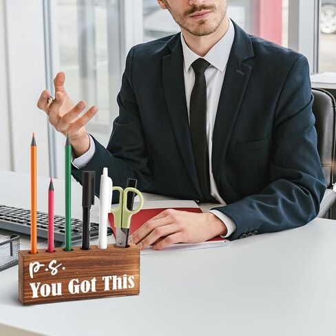 إكسسوارات مكتب لطيفة للنساء حامل أقلام المكتب، لا يسمح بأي أزمة هذا الأسبوع حامل أقلام رصاص خشبي لسطح المكتب هدية للأصدقاء وزملاء العمل، حامل قلم حبر مرح للزعيم EDB06 in Kuwait