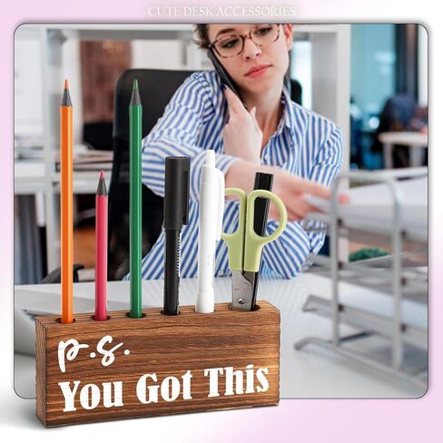 إكسسوارات مكتب لطيفة للنساء حامل أقلام المكتب، لا يسمح بأي أزمة هذا الأسبوع حامل أقلام رصاص خشبي لسطح المكتب هدية للأصدقاء وزملاء العمل، حامل قلم حبر مرح للزعيم EDB06 in Kuwait