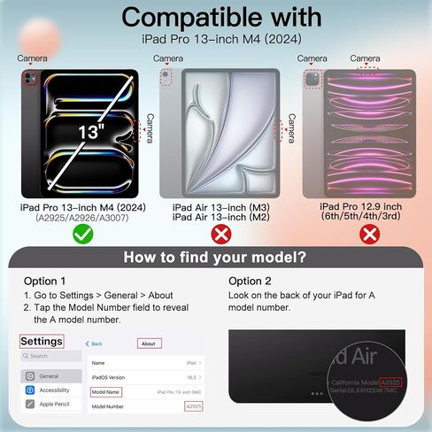 حافظة JETech لجهاز iPad Pro 13 بوصة M4 (2024)، غطاء ذكي بحامل نحيف وغطاء خلفي صلب مع تنبيه/غفو تلقائي (أسود) in Saudi Arabia