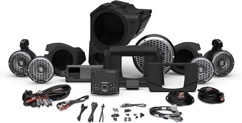 Rockford Fosgate RZR14-STG5 Audio Kit: PMX-3 Receiver ، 1500 واط أمبير ، M2 Series Color Optix Multicolor LED مكبر الصوت الأمامي ، مضخم الصوت ومجموعة مكبرات الصوت الخلفية لنماذج RZR المختارة (2014-2021) in Saudi Arabia