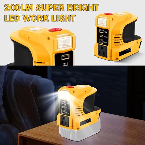 180 واط عاكس بطارية لـ DCB204 DCB200 DCB203 18V 20V LI Contract Converter Charger Portable مع USB Type C مناسب للتخييم في حالات الطوارئ (قابس الولايات المتحدة) in Saudi Arabia