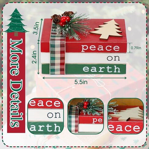 Christmas Wood Book Stack, Grinch House Decor, Farmhouse Christmas Decor for Home Table Mantle Shelf, Christmas Tiered Tray Decor in Kuwait