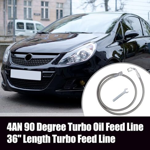 X AUTOHAUX 4AN خط تغذية زيت توربو 24 بوصة طول خط تغذية توربو من الفولاذ المقاوم للصدأ مضفر AN4 90 درجة طرف خرطوم مستقيم عن بعد خط إرجاع استنزاف زيت الشاحن التربيني in Saudi Arabia