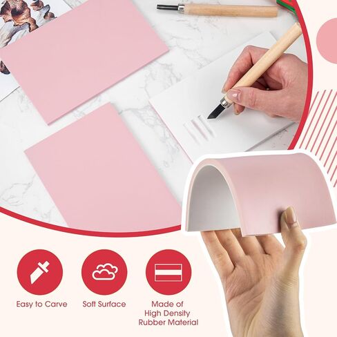 50 Pcs 4 x 6 x 0.25 Inch Rubber Stamp Carving Blocks Soft Linoleum Block Rubber Carved Brick for Stamp Soft Rubber Crafts and DIY Craft Project in Saudi Arabia
