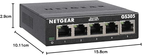 NetGear GS305 ، 5 Port Gigabit Ethernet Network Switch ، Ethernet Splitter ، Hub ، سطح المكتب ، المعادن القوية ، بدون مروحة ، توصيل وتشغيل in Kuwait