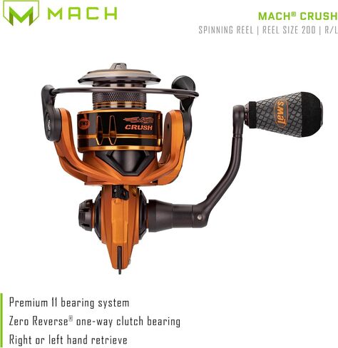 Lew's Mach Crush Spinning Fishing Reel, Size 300 Reel, Right or Left-Hand Retrieve, 6.2:1 Gear Ratio, 11 Bearing System with Stainless Steel Double Shielded Ball Bearings in Saudi Arabia