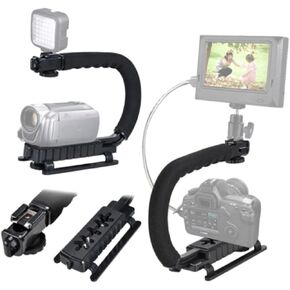 Handheld Camera Stabilizer for Low Angle Photography U-Type Design Lightweight Grip for Compatible Cameras Black