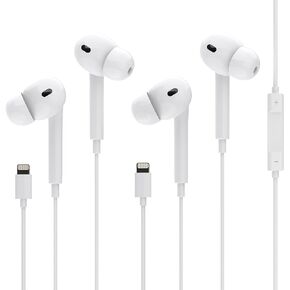 2 Packs Wired Earphones/Headphones for iPhone with Built-in Microphone and Volume Control,Earbuds Compatible with iPhone 14/13/12/11/XR/XS/X/8/7/SE/Pro/Pro Max,Support All iOS System..