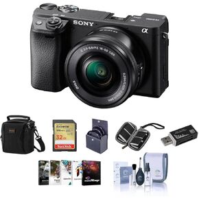 Sony Alpha a6400 Mirrorless Digital Camera With 16-50mm Lens - Bundle With Shoulder Bag, 32GB SD Card, Cleaning Kit, Card Reader, SD Card Case, Corel PC Software, 40.5mm Filter Kit