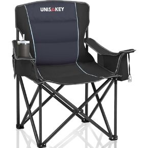 كرسي التخييم القابل للطي كبير للبالغين - دعم 450 رطلاً - كراسي حديقة محمولة شديدة التحمل مع حقيبة برودة كوب جيب الجيب لصيد صيد الشاطئ في حديقة الرياضة ، الأحمر in Kuwait