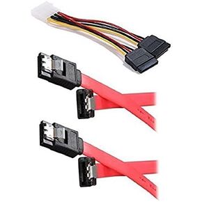iMBAPrice SSD/SATA Dual Hard Drive Connection Cable Kit (1x Molex 4 Pin to x2 15 Pin SATA Power Splitter Cable + 1x2 SATA Cables (Data)
