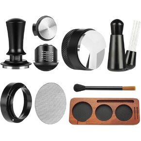 7 PCS Espresso Accessories ، Espresso Thermper Tools ، WDT Tool Tool Aspresso Machine Accessories Kit ، Thaucky Tarning with Wood Espresso Stamping ، Distributor ، Stirrer ، Hose Brade ، Brush ، Puck Screen (54 mm)