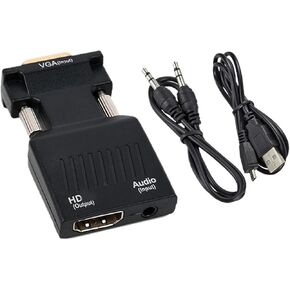 HDMI-Compatible to Converter with 3.5mm Cable for P;S/4 PC TV M>oni>tor Projector 1080P HD Female to Male Adapt(Vga to hd)