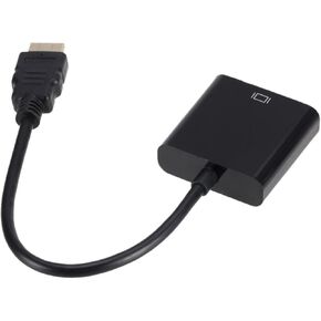 HD 1080P HDMI-Compatible to Adapter Converter Digital Analog Video 3.5mm Ja-ck Cable Adaptor for Laptops Projector(Black No Cable)