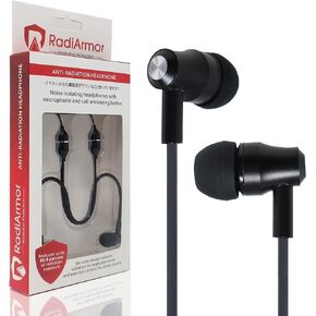 Anti-Radiation Air Tube Headphones with Microphone – Reduce RF to Negligible Levels (Black)