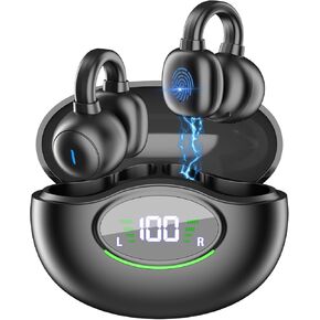 Wireless Sports Earbuds Bluetooth 5.3 Headphone, 2024 Bluetooth Earbuds Stereo HiFi Ear Bud with Earhook, Built-in 4 Mics, IPX7 Waterproof Earphone for Working/Fitness/Running