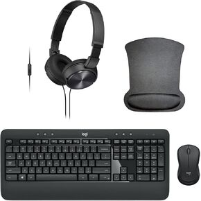 Logitech MK540 Remote Work Wireless Keyboard, Mouse Bundle with Headset, Microphone and Gel Mousepad