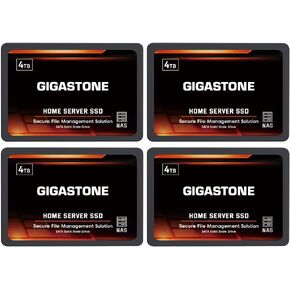 GIGASTONE Home Server SSD 4TB NAS SSD Drive Cache (4-Pack) 24/7 Durable High Endurance Personal Cloud Data Sync Network Attached Storage RAID 3D NAND 2.5" SATA Internal Solid State Hard Drives