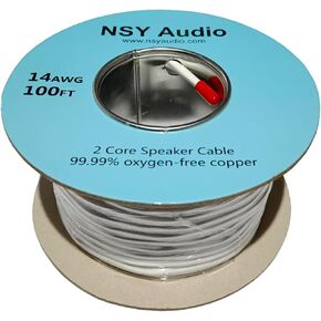 Speaker Wire, Oxygen-Free Copper (OFC) Braided Audio Cable for Home Theater, Surround Sound, Car Stereo, Subwoofer, CL2 Rated, 99.9% Pure Copper, 16-Gauge, 50 feet in Saudi Arabia