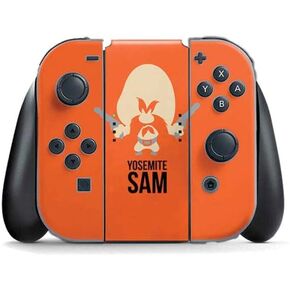 Skinit Decal Gaming Skin Compatible with Nintendo Switch (2017-2021) Joy-Con Controller - Officially Licensed Looney Tunes Yosemite Sam Identity Design
