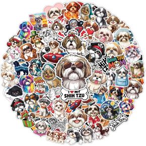 100pcs Shih Tzu Stickers, Shitzu Sticker Waterproof Decals for Water Bottles Laptop Luggage Computer Scrapbooking Teens Adults Girls Funny Party Birthday Decorations