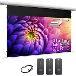 Elite Screens 110-Inch ALR/CLR Sound Transparent Tab-Tensioned Motorized Projection Screen, ISF-Certified Material for Standard Throw Projectors, Home Theater Compatible, STT110XHD4AT-E12