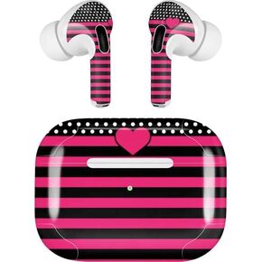 Skinit Decal Audio Skin Compatible with Apple AirPods Pro (2rd Gen, 2022) - Skinit Originally Designed Polka Dots and Stripes Heart in Pink Design