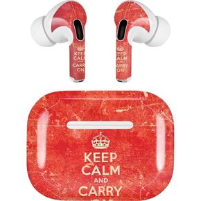 Skinit Decal Audio Skin Compatible with Apple AirPods Pro (2rd Gen, 2022) - Skinit Originally Designed Keep Calm and Carry On Distressed Design