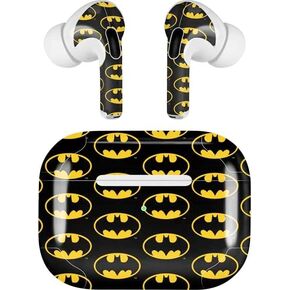 Skinit Skinit Audio Audio Skin متوافق مع AirPods Pro 2nd Gen - DC Comics Comics Batman Logo في جميع أنحاء تصميم الطباعة