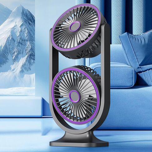 Desktop Fan - USB Rechargeable Quiet Cooling,Double Head Powerful Small Fan for Outdoor School Home Bedroom Living Room Travel in Saudi Arabia