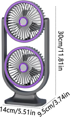 Desktop Fan - USB Rechargeable Quiet Cooling,Double Head Powerful Small Fan for Outdoor School Home Bedroom Living Room Travel in Saudi Arabia