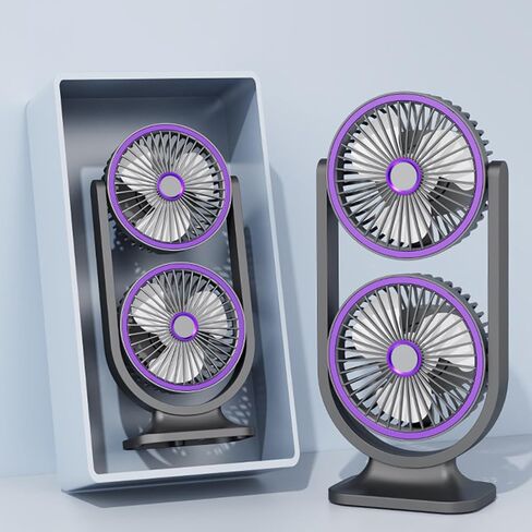 Desktop Fan - USB Rechargeable Quiet Cooling,Double Head Powerful Small Fan for Outdoor School Home Bedroom Living Room Travel in Saudi Arabia
