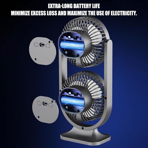 Desktop Fan - USB Rechargeable Quiet Cooling,Double Head Powerful Small Fan for Outdoor School Home Bedroom Living Room Travel in Saudi Arabia