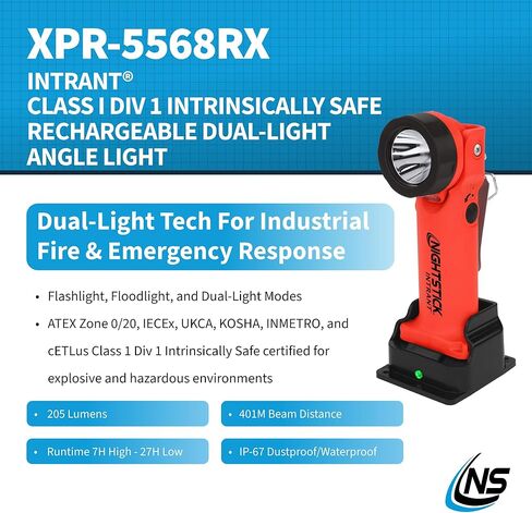 Nightstick Intrant Intrinsically Safe Permissible Dual-Light Angle Light Rechargeable - Red in Saudi Arabia