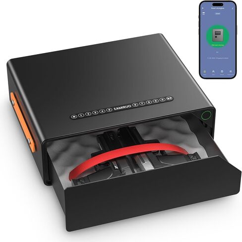 Gun Safe for Handgun - Biometric Gun Safe for 2-4 Pistols Quick Access Handgun Safe with Fingerprint/Keypad/Key/App Control, Pistol Safe for Nightstand Bedside (Black) in Saudi Arabia