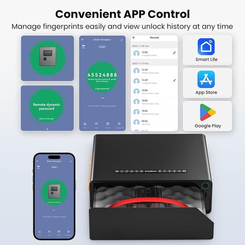 Gun Safe for Handgun - Biometric Gun Safe for 2-4 Pistols Quick Access Handgun Safe with Fingerprint/Keypad/Key/App Control, Pistol Safe for Nightstand Bedside (Black) in Saudi Arabia