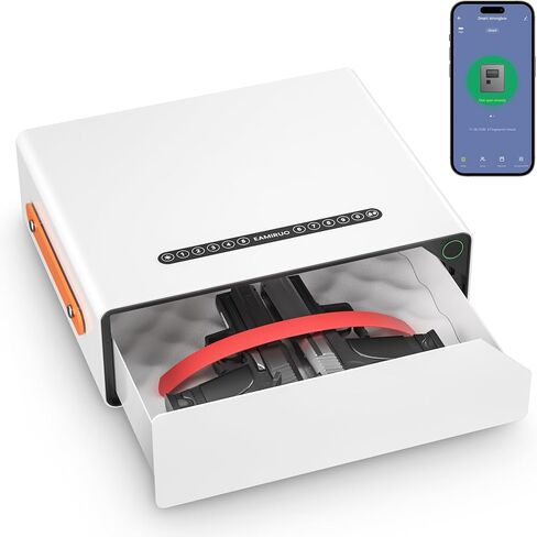 Gun Safe for Handgun - Biometric Gun Safe for 2-4 Pistols Quick Access Handgun Safe with Fingerprint/Keypad/Key/App Control, Pistol Safe for Nightstand Bedside (Black) in Saudi Arabia