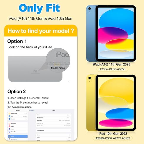 حالة Kids for iPad 11th Generation (A16 11 "2025) و iPad 10th Gen (10.9 بوصة 2022)-غطاء الوقاية من الصدمات الكامل للجسم مع واقي الشاشة ، حامل قلم رصاص ومقبض ، أزرق in Kuwait