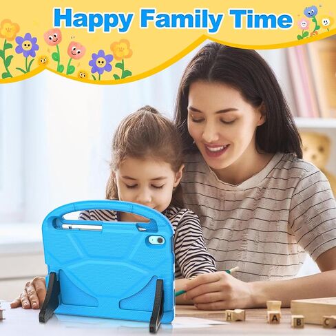 حالة Kids for iPad 11th Generation (A16 11 "2025) و iPad 10th Gen (10.9 بوصة 2022)-غطاء الوقاية من الصدمات الكامل للجسم مع واقي الشاشة ، حامل قلم رصاص ومقبض ، أزرق in Kuwait