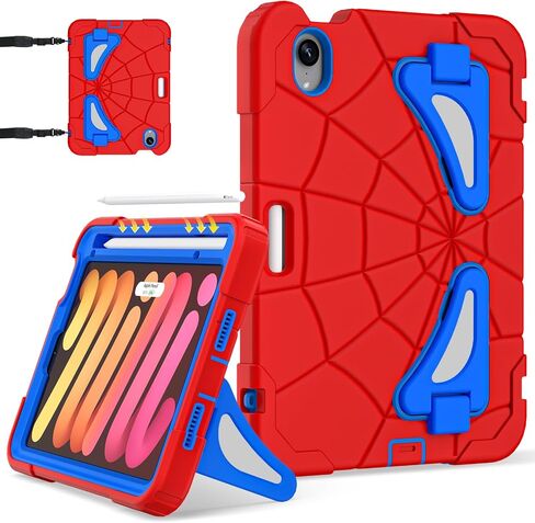 Case for iPad Mini 7 (A17 Pro) 2024 ، iPad Mini 6 Case 2021 ، غطاء مقاوم للصدمات 8.3 بوصة مع Kickstand الكتف حامل القلم Pencil Prop & Pencil USB-C ، Red Black in Saudi Arabia