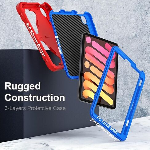 Case for iPad Mini 7 (A17 Pro) 2024 ، iPad Mini 6 Case 2021 ، غطاء مقاوم للصدمات 8.3 بوصة مع Kickstand الكتف حامل القلم Pencil Prop & Pencil USB-C ، Red Black in Saudi Arabia
