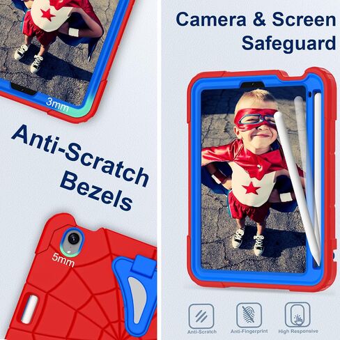 Case for iPad Mini 7 (A17 Pro) 2024 ، iPad Mini 6 Case 2021 ، غطاء مقاوم للصدمات 8.3 بوصة مع Kickstand الكتف حامل القلم Pencil Prop & Pencil USB-C ، Red Black in Saudi Arabia