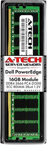 A-Tech 32GB (2x16GB) ذاكرة Dell PowerEdge R440 ، T440 ، R540 ، R640 ، T640 ، M640 ، FC640 ، R740 ، R740XD ، R940 ، C6420 | DDR4 2666MHz ECC RDIMM PC4-21300 2RX4 1.2V 288-DIMM Server RAM KIT in Kuwait