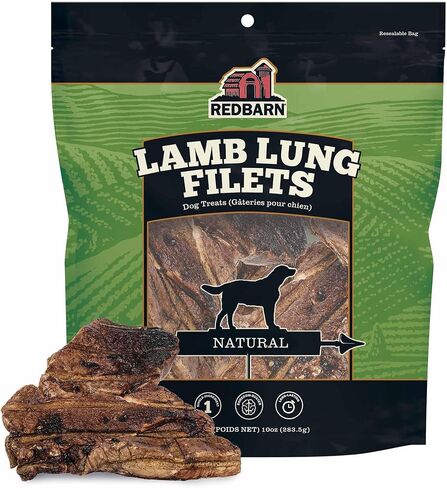 Redbarn All-Natural Lamb Lung Filets for Dogs - Premium Grain-Free Single Ingredient Dental Treats - Made in USA with No Artificial Ingredients - 10 oz Bag in Saudi Arabia