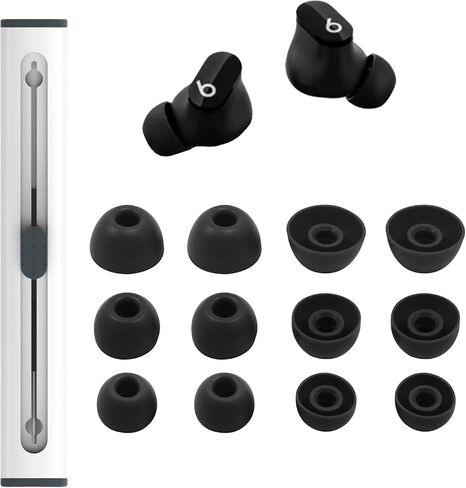 Hopopower 6 أزواج استبدال أذن السيليكون متوافقة مع Beats Studio Buds/Fit Pro/Studio Buds +، غطاء أذن الأذن السيليكون مجموعة براعم Beat Studio (أسود) in Kuwait