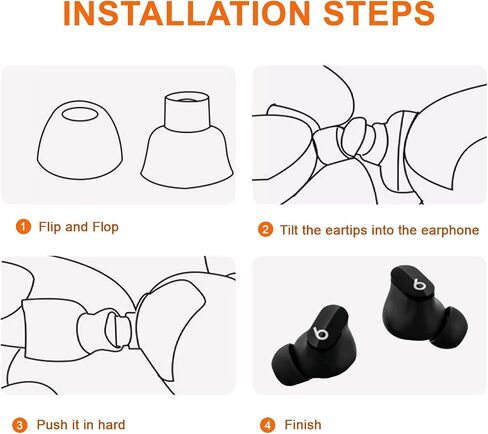 Hopopower 6 أزواج استبدال أذن السيليكون متوافقة مع Beats Studio Buds/Fit Pro/Studio Buds +، غطاء أذن الأذن السيليكون مجموعة براعم Beat Studio (أسود) in Kuwait