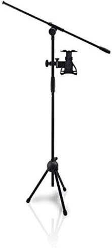 Pyle 2-in-1 Microphone and Tablet Stand - Adjustable Telescopic Column, 4.7" to 8.7" Tall, Powder Coated Black Finish, Universal Microphone Stand with Tablet Holder - Pyle PMKSPAD5 in Saudi Arabia