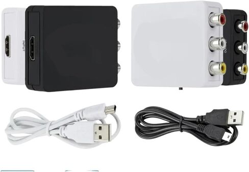 متوافق مع HDMI مع AV CVSB L/R Video Scaler Adapter HD 1080P Video Box Converter AV إلى HD-MI Converterfor PC HDTV Projector (HD2AV Black) in Saudi Arabia