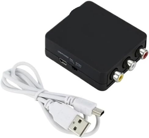 متوافق مع HDMI مع AV CVSB L/R Video Scaler Adapter HD 1080P Video Box Converter AV إلى HD-MI Converterfor PC HDTV Projector (HD2AV Black) in Saudi Arabia