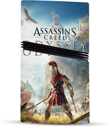 تصاميم القضية الرئيسية مرخصة رسميا Assassin's Creed Alexios مع Spear Odyssey Artsey Artsey Vinyl Gaming Skin Mecal متوافق مع PlayStation 5 PS5 Pro Digital Edition Console & Dualsense Controller in Kuwait
